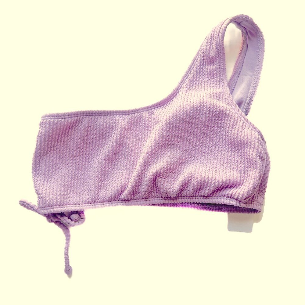 NWT Salt + Cove One Shoulder Side Shirred Bikini Top Dusty Lilac Size Small S - Picture 2 of 10